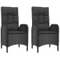 vidaXL Set comedor de jardín 3 pzas con cojines ratán sintético negro vidaXL Set comedor de jardín 3 pzas con cojines ratán sintético negro