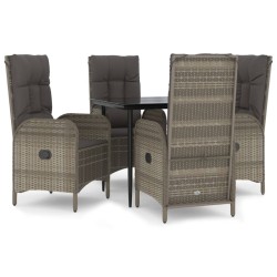 vidaXL Set comedor jardín 5 pzas y cojines ratán sintético negro gris