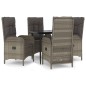 vidaXL Set comedor jardín 5 pzas y cojines ratán sintético negro gris