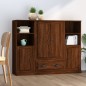 vidaXL Aparador alto 3 piezas madera contrachapada marrón roble vidaXL Aparador alto 3 piezas madera contrachapada marrón roble