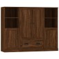 vidaXL Aparador alto 3 piezas madera contrachapada marrón roble vidaXL Aparador alto 3 piezas madera contrachapada marrón roble