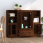 vidaXL Aparador alto 3 piezas madera contrachapada marrón roble vidaXL Aparador alto 3 piezas madera contrachapada marrón roble