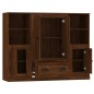 vidaXL Aparador alto 3 piezas madera contrachapada marrón roble vidaXL Aparador alto 3 piezas madera contrachapada marrón roble