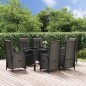 vidaXL Set comedor jardín 7 pzas y cojines ratán sintético negro gris vidaXL Set comedor jardín 7 pzas y cojines ratán sintético negro gris