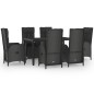vidaXL Set comedor jardín 7 pzas y cojines ratán sintético negro gris vidaXL Set comedor jardín 7 pzas y cojines ratán sintético negro gris