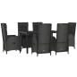 vidaXL Set comedor jardín 7 pzas y cojines ratán sintético negro gris vidaXL Set comedor jardín 7 pzas y cojines ratán sintético negro gris