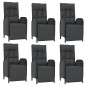 vidaXL Set comedor jardín 7 pzas y cojines ratán sintético negro gris vidaXL Set comedor jardín 7 pzas y cojines ratán sintético negro gris