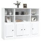vidaXL Aparador alto de madera 3 piezas contrachapada blanco brillo vidaXL Aparador alto de madera 3 piezas contrachapada blanco brillo