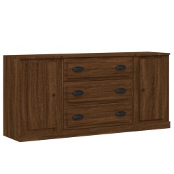 vidaXL Aparadores 3 piezas madera contrachapada marrón roble