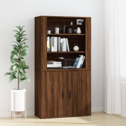 vidaXL Aparador alto madera contrachapada marrón roble