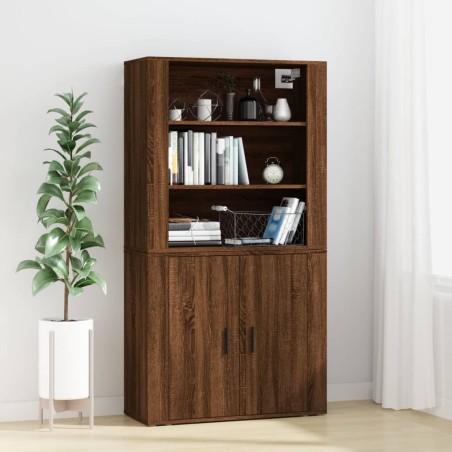 vidaXL Aparador alto madera contrachapada marrón roble