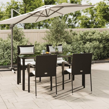 vidaXL Set de muebles jardín 5 pzas con cojines ratán sintético negro