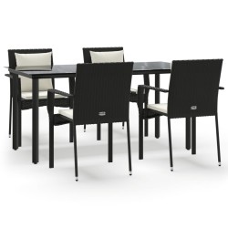 vidaXL Set de muebles jardín 5 pzas con cojines ratán sintético negro