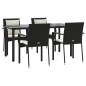vidaXL Set de muebles jardín 5 pzas con cojines ratán sintético negro vidaXL Set de muebles jardín 5 pzas con cojines ratán sintético negro