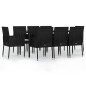 vidaXL Set de comedor de jardín 9 pzas y cojines ratán sintético negro vidaXL Set de comedor de jardín 9 pzas y cojines ratán sintético negro