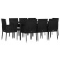 vidaXL Set de comedor de jardín 9 pzas y cojines ratán sintético negro vidaXL Set de comedor de jardín 9 pzas y cojines ratán sintético negro