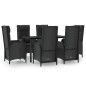 vidaXL Set de comedor de jardín 7 pzas y cojines ratán sintético negro vidaXL Set de comedor de jardín 7 pzas y cojines ratán sintético negro