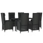 vidaXL Set de comedor de jardín 7 pzas y cojines ratán sintético negro vidaXL Set de comedor de jardín 7 pzas y cojines ratán sintético negro