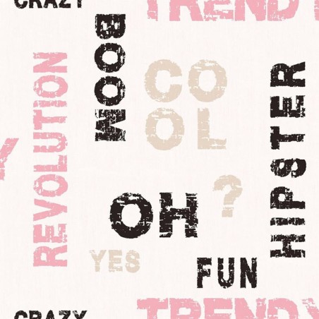 Noordwand Papel pintado Friends & Coffee Words and Letters rosa negro