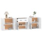vidaXL Aparadores 3 piezas madera contrachapada blanco vidaXL Aparadores 3 piezas madera contrachapada blanco
