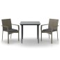 vidaXL Set comedor jardín 3 pzas y cojines ratán sintético negro gris vidaXL Set comedor jardín 3 pzas y cojines ratán sintético negro gris