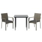vidaXL Set comedor jardín 3 pzas y cojines ratán sintético negro gris vidaXL Set comedor jardín 3 pzas y cojines ratán sintético negro gris
