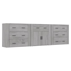 vidaXL Aparadores 3 piezas madera contrachapada gris Sonoma