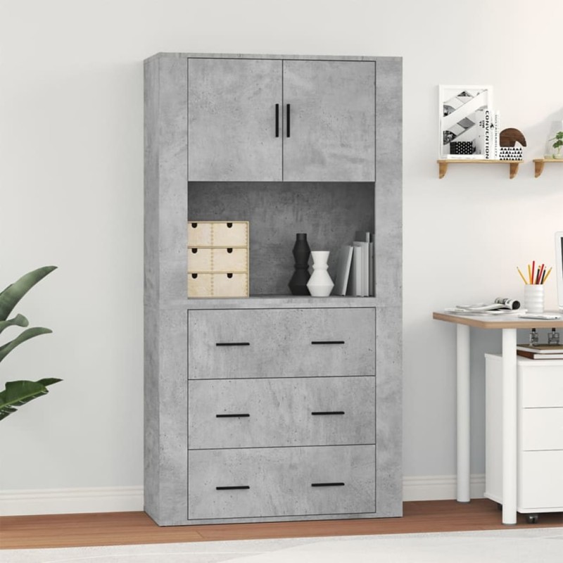 vidaXL Aparador alto madera contrachapada gris hormigón vidaXL Aparador alto madera contrachapada gris hormigón