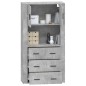 vidaXL Aparador alto madera contrachapada gris hormigón vidaXL Aparador alto madera contrachapada gris hormigón