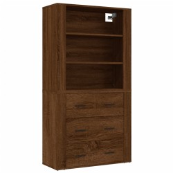 vidaXL Aparador alto madera contrachapada marrón roble
