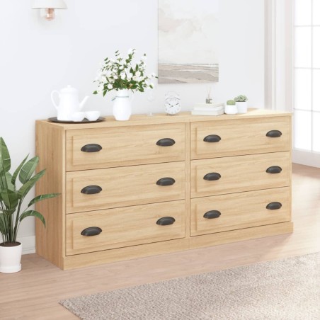 vidaXL Aparadores 2 piezas madera contrachapada color roble sonoma