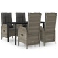 vidaXL Set comedor jardín 5 pzas y cojines ratán sintético negro gris vidaXL Set comedor jardín 5 pzas y cojines ratán sintético negro gris