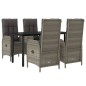 vidaXL Set comedor jardín 5 pzas y cojines ratán sintético negro gris vidaXL Set comedor jardín 5 pzas y cojines ratán sintético negro gris