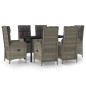 vidaXL Set comedor jardín 7 pzas y cojines ratán sintético negro gris vidaXL Set comedor jardín 7 pzas y cojines ratán sintético negro gris
