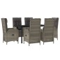 vidaXL Set comedor jardín 7 pzas y cojines ratán sintético negro gris vidaXL Set comedor jardín 7 pzas y cojines ratán sintético negro gris