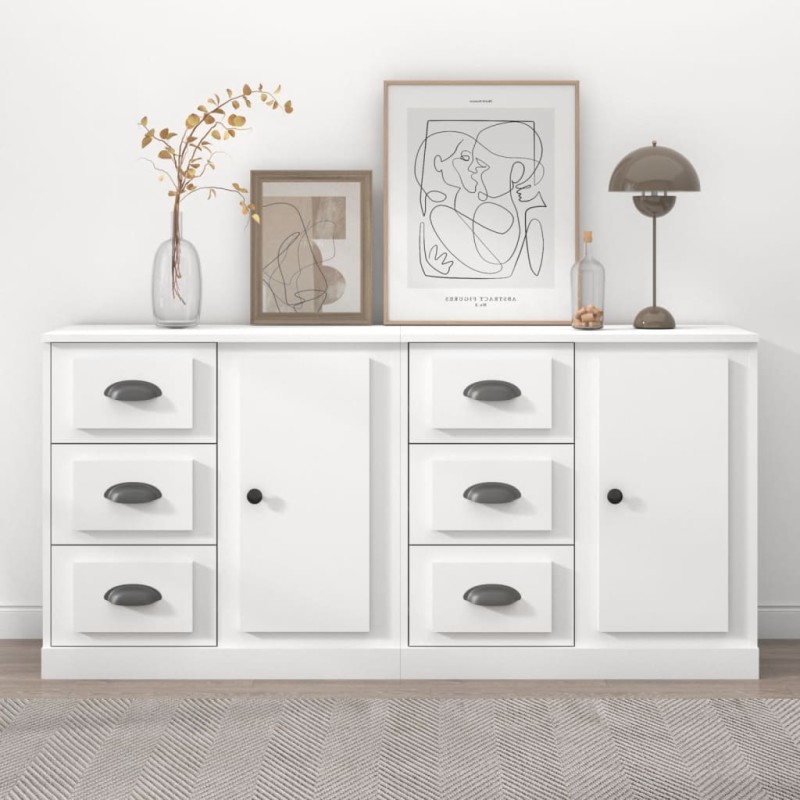 vidaXL Aparadores 2 piezas madera contrachapada blanco vidaXL Aparadores 2 piezas madera contrachapada blanco