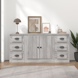 vidaXL Aparadores 3 piezas madera contrachapada gris Sonoma