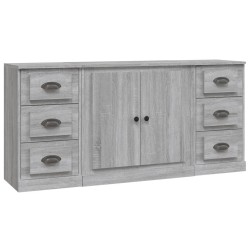 vidaXL Aparadores 3 piezas madera contrachapada gris Sonoma