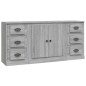 vidaXL Aparadores 3 piezas madera contrachapada gris Sonoma vidaXL Aparadores 3 piezas madera contrachapada gris Sonoma
