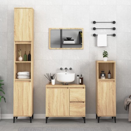 vidaXL Set de muebles de baño 3 pzas madera contrachapada roble sonoma
