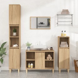 vidaXL Set de muebles de baño 3 pzas madera contrachapada roble Sonoma