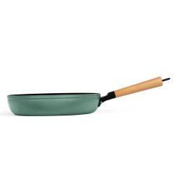 Livoo Juego de sartenes 2 piezas con mangos de madera verde