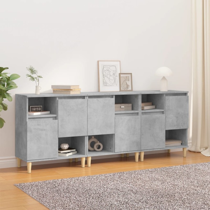 vidaXL Aparadores 3 uds madera contrachapada gris hormigón 60x35x70 cm vidaXL Aparadores 3 uds madera contrachapada gris hormigón 60x35x70 cm