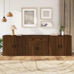 vidaXL Aparadores 3 piezas madera contrachapada marrón roble