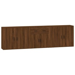 vidaXL Aparadores 3 piezas madera contrachapada marrón roble