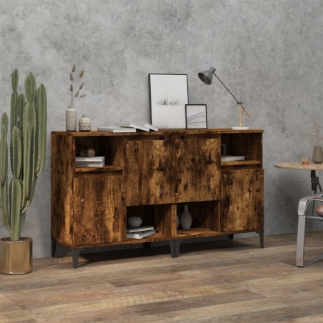 vidaXL Aparadores 2 uds madera contrachapada roble ahumado 60x35x70 cm