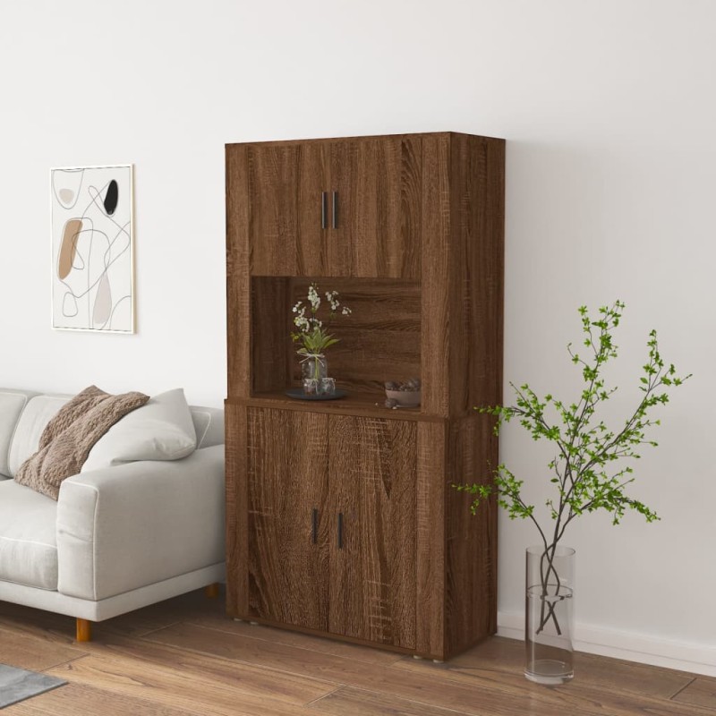 vidaXL Aparador alto madera contrachapada marrón roble vidaXL Aparador alto madera contrachapada marrón roble