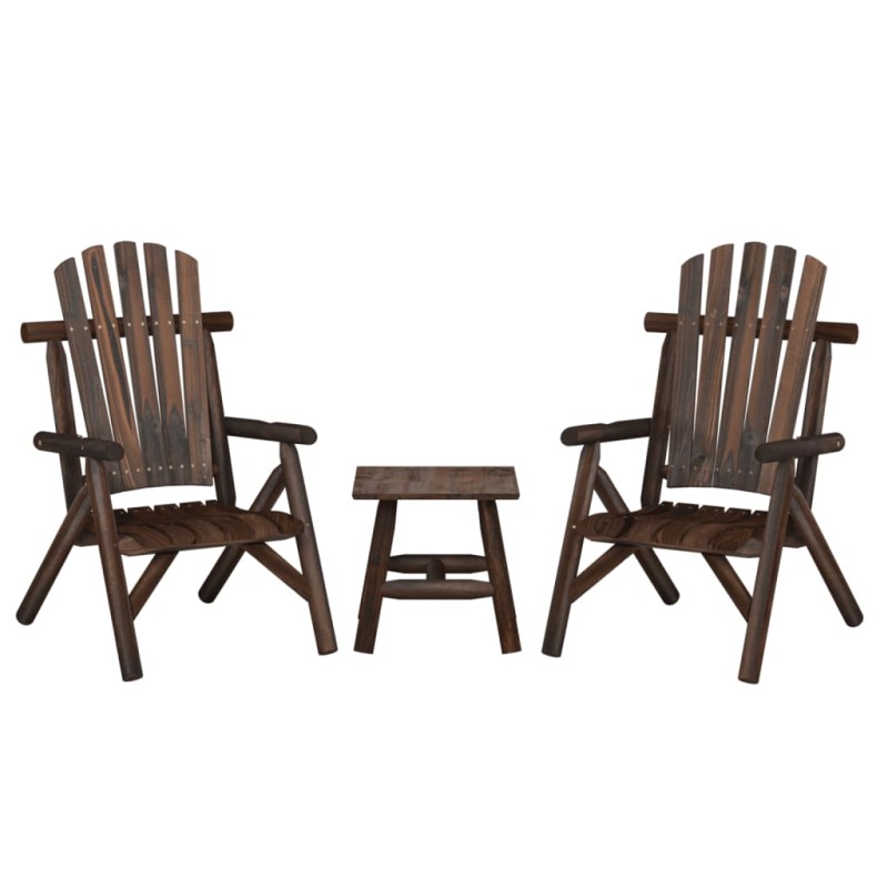 vidaXL Juego de muebles de jardín 3 piezas madera maciza de abeto vidaXL Juego de muebles de jardín 3 piezas madera maciza de abeto