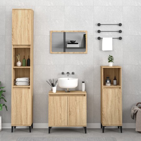 vidaXL Set de muebles de baño 3 pzas madera contrachapada roble Sonoma