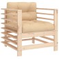 vidaXL Juego de muebles de jardín 7 piezas y cojines madera maciza vidaXL Juego de muebles de jardín 7 piezas y cojines madera maciza
